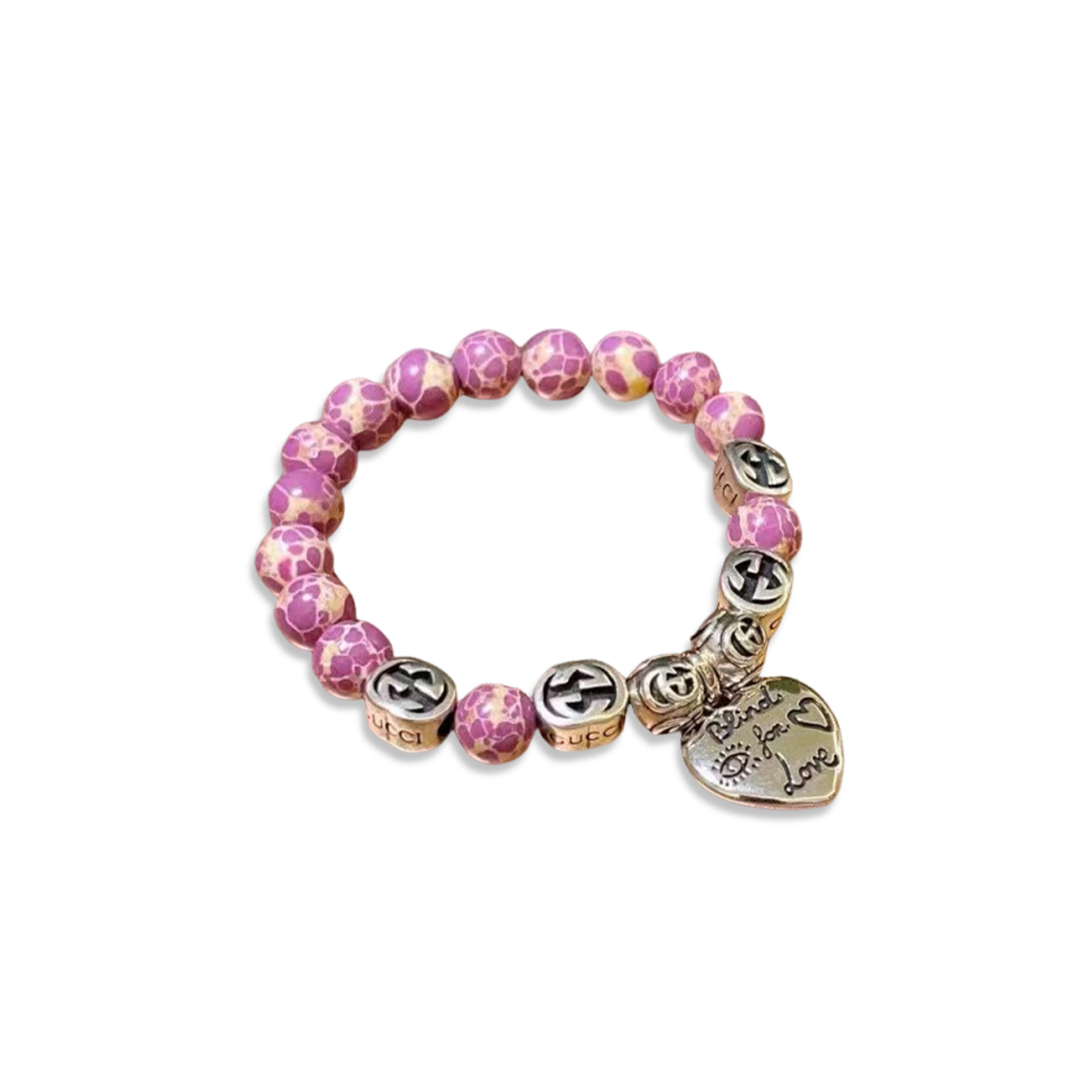 Gvc*1 pink beaded bracelet with charms